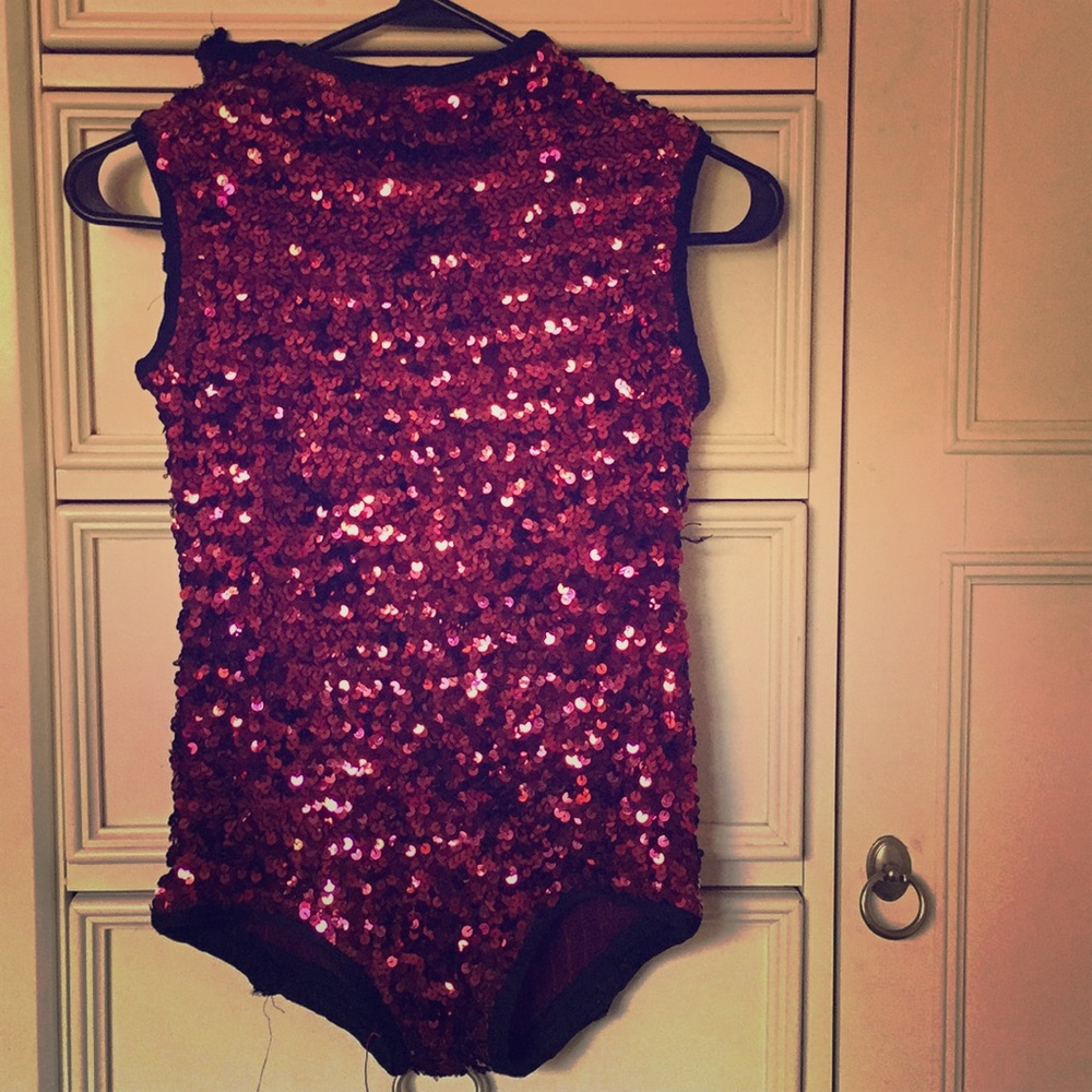 Pink sequin leotard